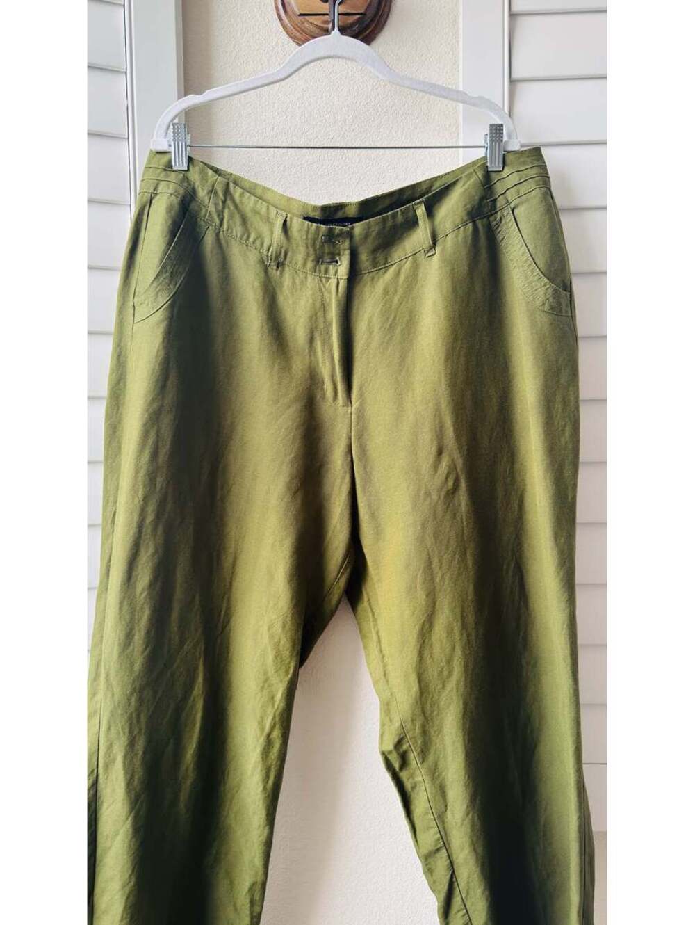 Ashley Stewart Olive Green Linen-Blend Pants Size 18W